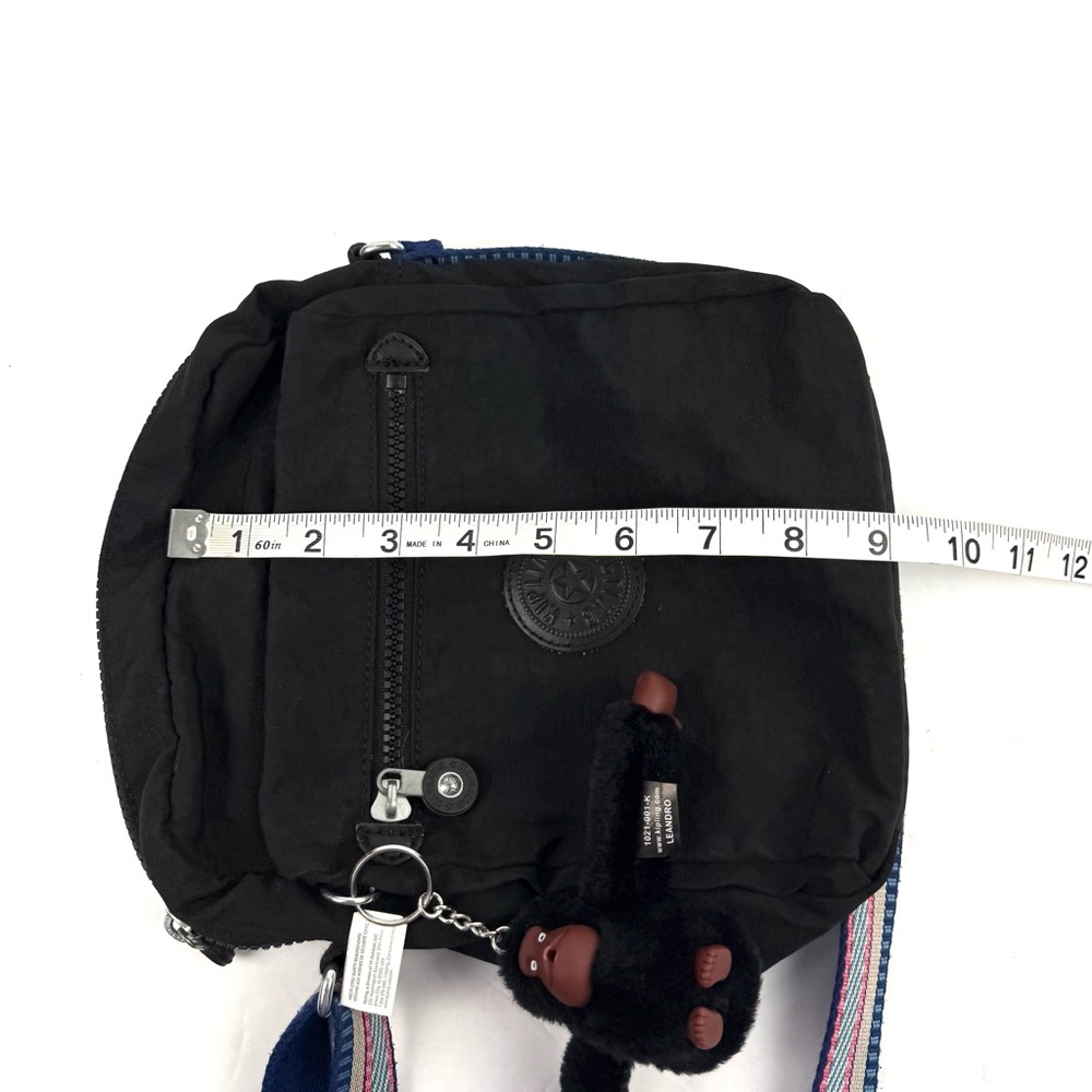 Kipling Crossbody Bag Black Striped Strap‎ Handbag Purse Unique Saddle Handbag - Picture 9 of 11